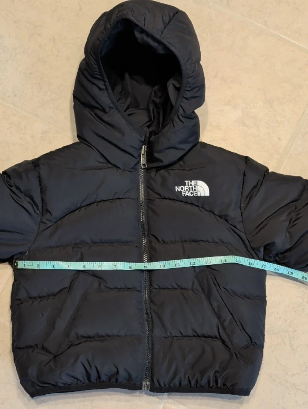 The North Face Girls Black Hooded Puffer Cropped Jacket